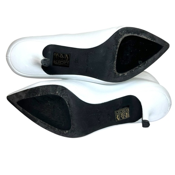 Anine Bing - Women’s ‘Frankie’ Leather Kitten Heel Booties - White, 37 IT, 7 US - Picture 5 of 15